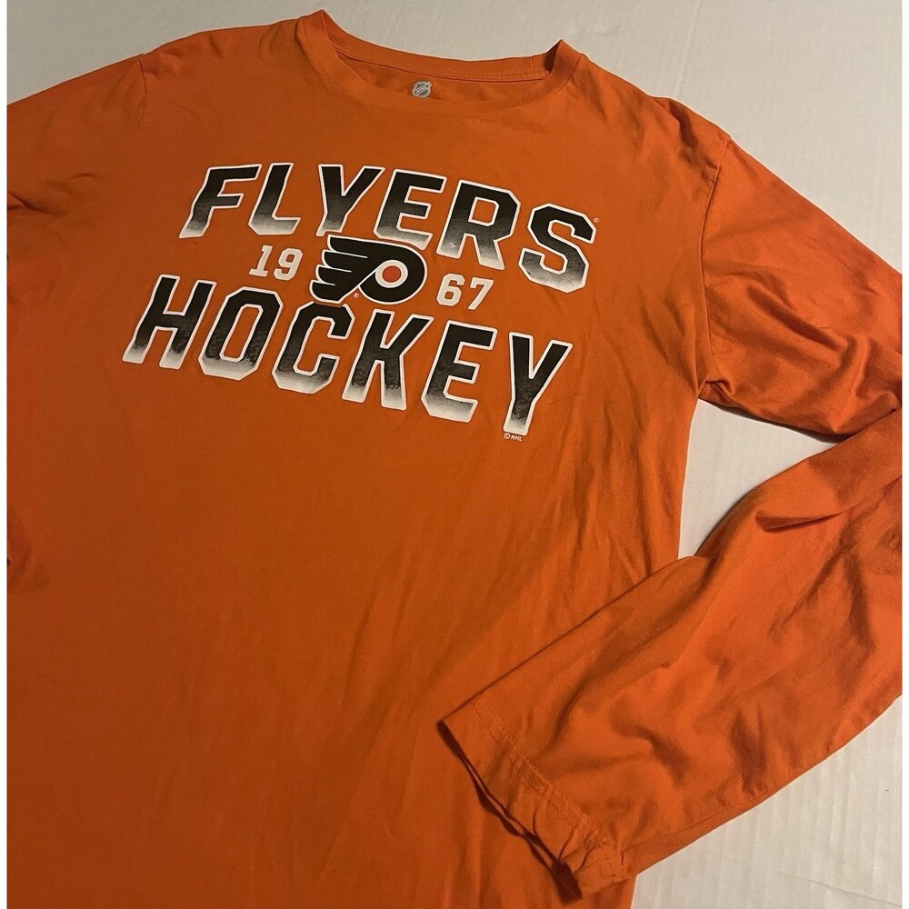 Philadelphia Flyers NHL Hockey Long Sleeve Graphic Logo T-Shirt LARGE Fantatics